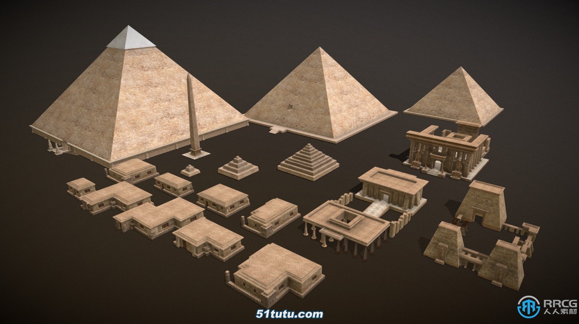 古代埃及法老金字塔建筑景观3d模型