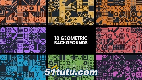 10个不规则几何图形艺术画布背景元素-ae模板