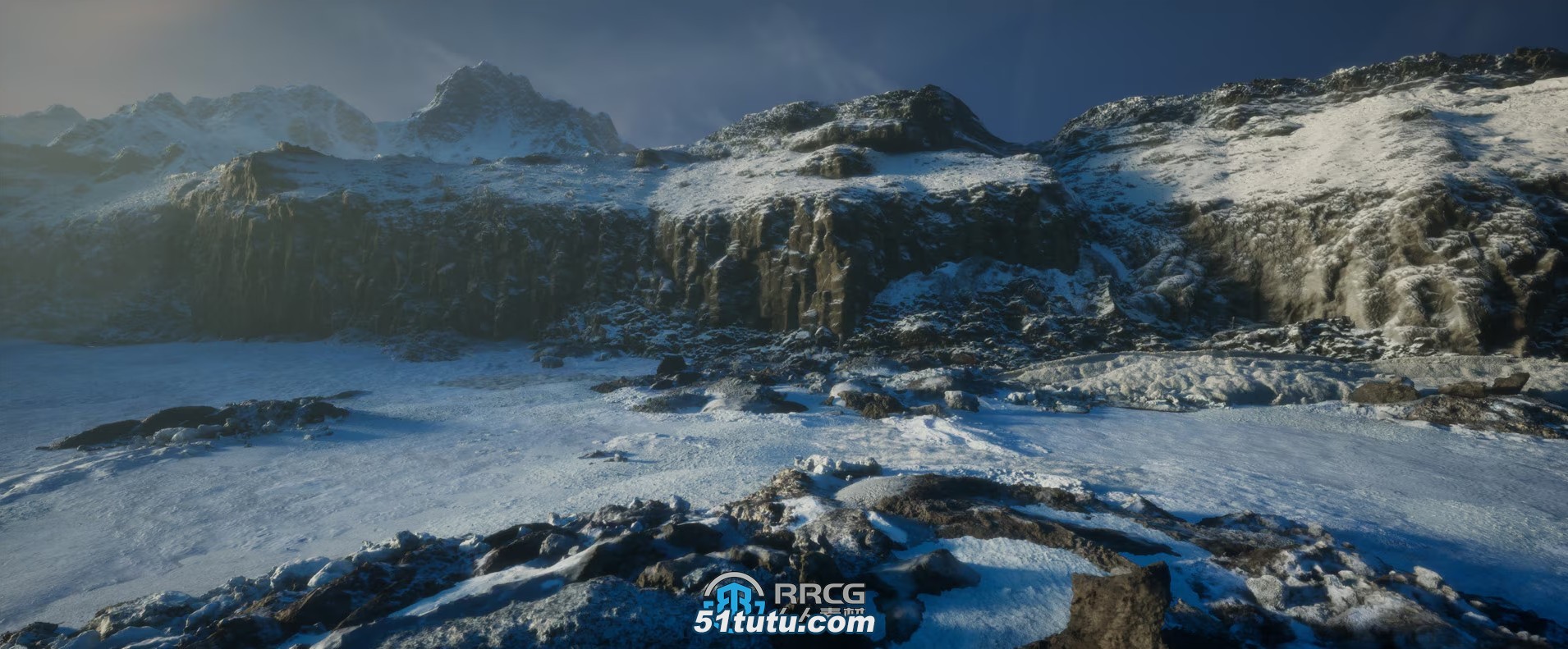 逼真冰雪山脉自然环境场景ue游戏素材
