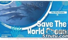 拯救世界海洋主题风格宣传相册切换展示动画ae模板