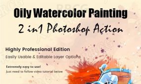 鲜艳明亮色彩油性水彩画效果艺术图像处理特效ps动作