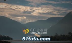 延时拍摄晨曦中的山脉云海江河水波潋滟美丽景色视频素材