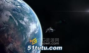 未来派宇宙飞船离开地球轨道4k分辨率科技视频素材
