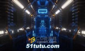 穿梭科幻宇宙飞船走廊隧道闪光灯无缝循环3d动画视频素材
