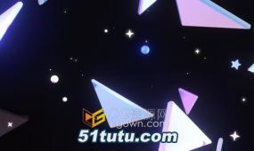 环状光泽三角形和星星飞舞动画舞台led背景视频素材