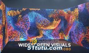 七彩色波浪粒子动画超宽屏led屏幕墙投影舞台vj视频素材