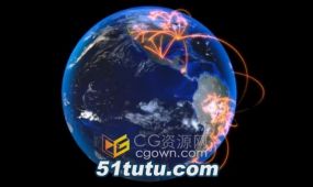 3d全球网络连接通信线条地球动画视频素材带通道