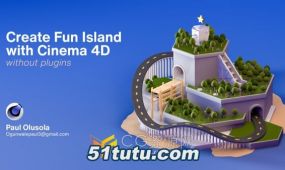 c4d视频教程创建卡通场景岛屿3d插图