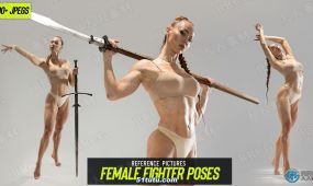 200张女性战士手持武器动作姿势造型高清参考图合集