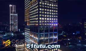 航拍广州城市夜晚写字楼建筑灯光实拍视频素材