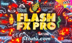 flash fx pro fcpx插件374个二维卡通动漫火焰能量logo标题转场mg...