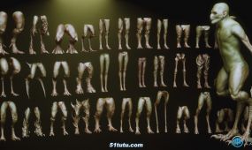 33组人类怪物生物腿部姿势3d模型与imm笔刷合集