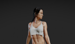 逼真消瘦女性角色雕塑3d打印模型