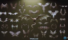 33组鸟昆虫蝙蝠龙生物机械翅膀雕刻3d模型合集