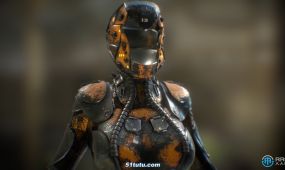 科幻朋克盔甲女性服饰3d模型
