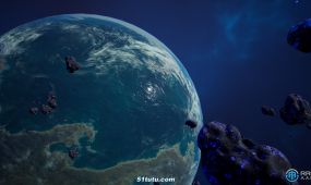 10组小行星模型与贴图unreal engine游戏素材资源