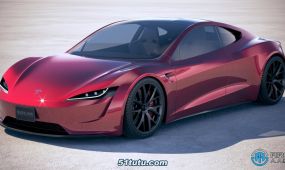 特斯拉tesla roadster 2020款敞篷跑车汽车3d模型