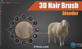 3d hair brush强大毛发制作工具blender插件v4.1版