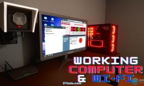 工作计算机电脑和wi-fi系统模拟unreal engine游戏素材资源