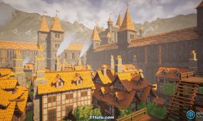 模块化中世纪城堡城镇环境场景unreal engine游戏素材