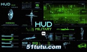 hud军事主题科技界面信息图表元素-ae与pr模板