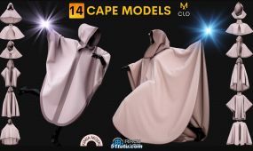 14组男性女性斗篷披肩头巾服装3d模型合集 md与clo3d软件专用