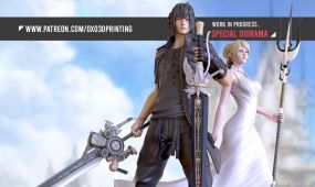 露娜与诺克提斯《最终幻想15xv》游戏角色雕塑3d打印模型