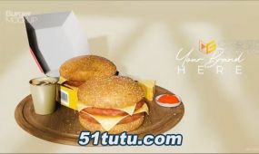 咖啡汉堡食品模型快餐广告-ae模板
