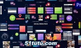 社交网络动画标注字幕评论hud标题图标元素-pr模板