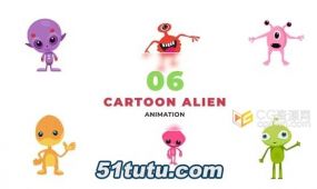 多样化的卡通风格外星人角色动画场景-ae模板