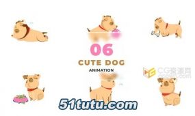 ae模板-可爱的卡通宠物狗动画温馨场景元素