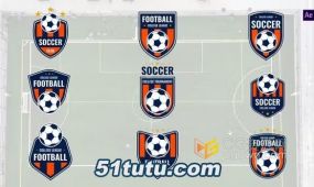 9个足球标题体育品牌足球标志-ae模板