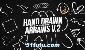 免费下载55个手绘箭头动画元素hand drawn arrows v.2-pr模板