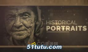 历史纪录片人物肖像照片幻灯片复古视频相册-ae模板