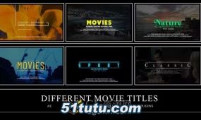6种不同风格的电影片名标题封面字幕效果-ae模板