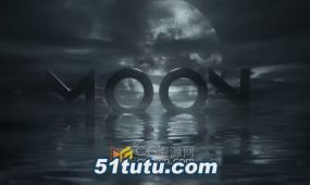 ae模板-黑暗夜空场景超级月亮背景水面logo标志展示