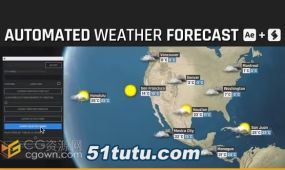 逼真地球仪世界天气自动化天气预报图形图标-ae模板