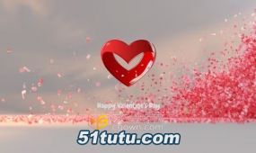 浪漫花瓣升起3d标志揭示喜庆片头动画-ae模板