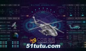 高科技全息军用直升机屏幕元素hud军事信息图-ae模板