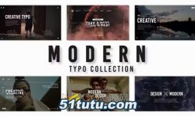 6种现代版式标题动画视频电影片名封面字幕文本效果-ae模板