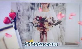 粉红花瓣动画优雅婚礼请柬婚礼照片视频相册-ae模板