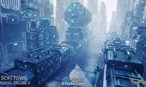 未来机器科幻城镇模块化环境场景ue游戏素材