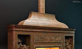铜制壁炉室内家具3d模型