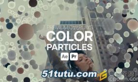 彩色光斑粒子动画叠加画面效果特效-ae与pr模板