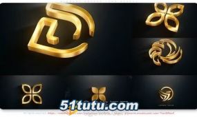 奢华闪亮金色3d标志动画品牌展示视频片头-ae模板