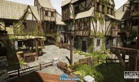中世纪城镇模块化环境场景ue游戏素材