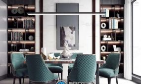 现代桌椅餐桌套装室内家具3d模型
