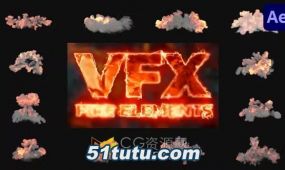 12组vfx火焰烟雾特效元素动画素材-ae模板