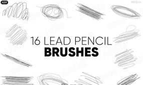16种高分辨率线条艺术逼真铅笔ps笔刷