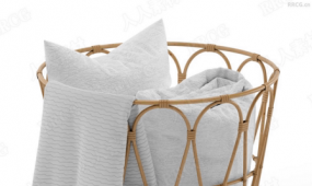 装衣物毯子镂空木制篮子家具装饰3d模型